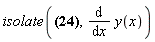 isolate((4/9)*a^3*`y'` = (4/27)*a^3*y^2*(-4*a^3*y-12*a^2*y*x-9*a*y*x^2+y*(-3*b+4*a^3)-9*x), diff(y(x), x))