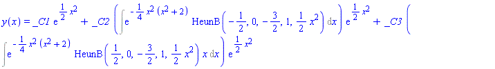 y(x) = _C1*exp((1/2)*x^2)+_C2*(Int(exp(-(1/4)*x^2*(x^2+2))*HeunB(-1/2, 0, -3/2, 1, (1/2)*x^2), x))*exp((1/2)*x^2)+_C3*(Int(exp(-(1/4)*x^2*(x^2+2))*HeunB(1/2, 0, -3/2, 1, (1/2)*x^2)*x, x))*exp((1/2)*x^2)