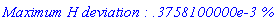 `Maximum H deviation : .3758100000e-3 %`