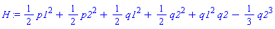 (1/2)*p1^2+(1/2)*p2^2+(1/2)*q1^2+(1/2)*q2^2+q1^2*q2-(1/3)*q2^3