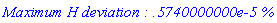 `Maximum H deviation : .5740000000e-5 %`