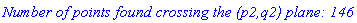 `Number of points found crossing the (p2,q2) plane: 146`