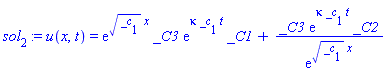 u(x, t) = exp(_c[1]^(1/2)*x)*_C3*exp(kappa*_c[1]*t)*_C1+_C3*exp(kappa*_c[1]*t)*_C2/exp(_c[1]^(1/2)*x)