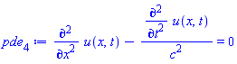 pde[4] := diff(u(x, t), x, x)-(diff(u(x, t), t, t))/c^2 = 0