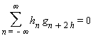 sum(h[n]*g[n+2*h], n = -infinity .. infinity) = 0