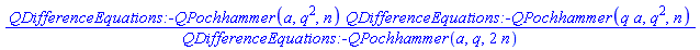 QDifferenceEquations:-QPochhammer(a, q^2, n)*QDifferenceEquations:-QPochhammer(q*a, q^2, n)/QDifferenceEquations:-QPochhammer(a, q, 2*n)