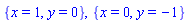 {x = 1, y = 0}, {x = 0, y = -1}