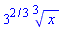 3^(2/3)*surd(x, 3)
