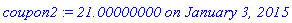 coupon2 := `21.00000000 on January 3, 2015`