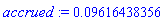 accrued := 0.9616438356e-1