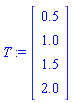 T := Vector[column]([[.5], [1.0], [1.5], [2.0]])