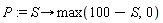 P := proc (S) options operator, arrow; max(100-S, 0) end proc