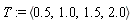 T := `<,>`(.5, 1.0, 1.5, 2.0)