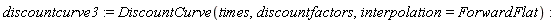 discountcurve3 := DiscountCurve(times, discountfactors, interpolation = ForwardFlat)
