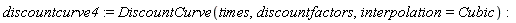 discountcurve4 := DiscountCurve(times, discountfactors, interpolation = Cubic)