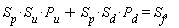 S[p]*S[u]*P[u]+S[p]*S[d]*P[d]=S[f],  