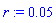 r := 0.5e-1