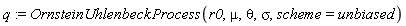 q := OrnsteinUhlenbeckProcess(r0, mu, theta, sigma, scheme = unbiased)