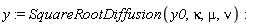 y := SquareRootDiffusion(y0, kappa, mu, nu)