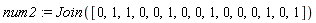 num2 := Join([0, 1, 1, 0, 0, 1, 0, 0, 1, 0, 0, 0, 1, 0, 1])