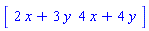 Vector[row]([2*x+3*y, 4*x+4*y])