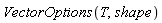 VectorOptions(T, shape)