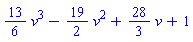 (13/6)*v^3-(19/2)*v^2+(28/3)*v+1