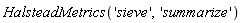 HalsteadMetrics('sieve', 'summarize')