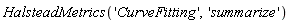 HalsteadMetrics('CurveFitting', 'summarize')