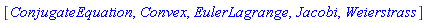 [ConjugateEquation, Convex, EulerLagrange, Jacobi, Weierstrass]