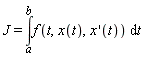 J = int(f(t, x(t), (D(x))(t)), t = a .. b)