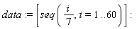 data := [seq((1/7)*i, i = 1 .. 60)]