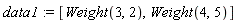 data1 := [Weight(3, 2), Weight(4, 5)]