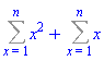 Sum(x^2, x = 1 .. n)+Sum(x, x = 1 .. n)