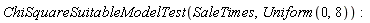 ChiSquareSuitableModelTest(SaleTimes, Uniform(0, 8))
