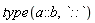 type(a::b, `::`)