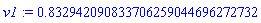 v1 := .832942090833706259044696272732