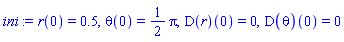 r(0) = .5, theta(0) = (1/2)*Pi, (D(r))(0) = 0, (D(theta))(0) = 0