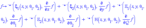 proc (f) options operator, arrow; Physics:-`*`(xi[1](x, y, theta[1], theta[2]), Physics:-diff(f, x))+Physics:-`*`(xi[2](x, y, theta[1], theta[2]), Physics:-diff(f, y))+Physics:-`*`(Xi[1](x, y, theta[1], theta[2]), Physics:-diff(f, theta[1]))+Physics:-`*`(Xi[2](x, y, theta[1], theta[2]), Physics:-diff(f, theta[2]))+Physics:-`*`(Eta(x, y, theta[1], theta[2]), Physics:-diff(f, Q)) end proc