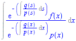 Int(exp(-(Int(q(s)/p(s), s)))*f(x)/(exp(-(Int(q(x)/p(x), x)))*p(x)), x)