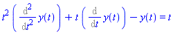 t^2*(Diff(y(t), t, t))+t*(Diff(y(t), t))-y(t) = t