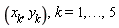 x[k], y[k], k = 1, () .. (), 5