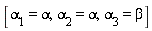 [alpha[1] = alpha, alpha[2] = alpha, alpha[3] = beta]