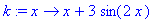 k := proc (x) options operator, arrow; x+3*sin(2*x) end proc