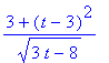 (3+(t-3)^2)/(3*t-8)^(1/2)