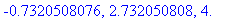-.7320508076, 2.732050808, 4.
