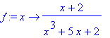 f := proc (x) options operator, arrow; (x+2)/(x^3+5*x+2) end proc