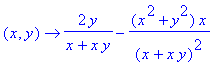 proc (x, y) options operator, arrow; 2*y/(x+x*y)-(x^2+y^2)/(x+x*y)^2*x end proc