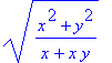 ((x^2+y^2)/(x+x*y))^(1/2)