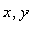 x, y